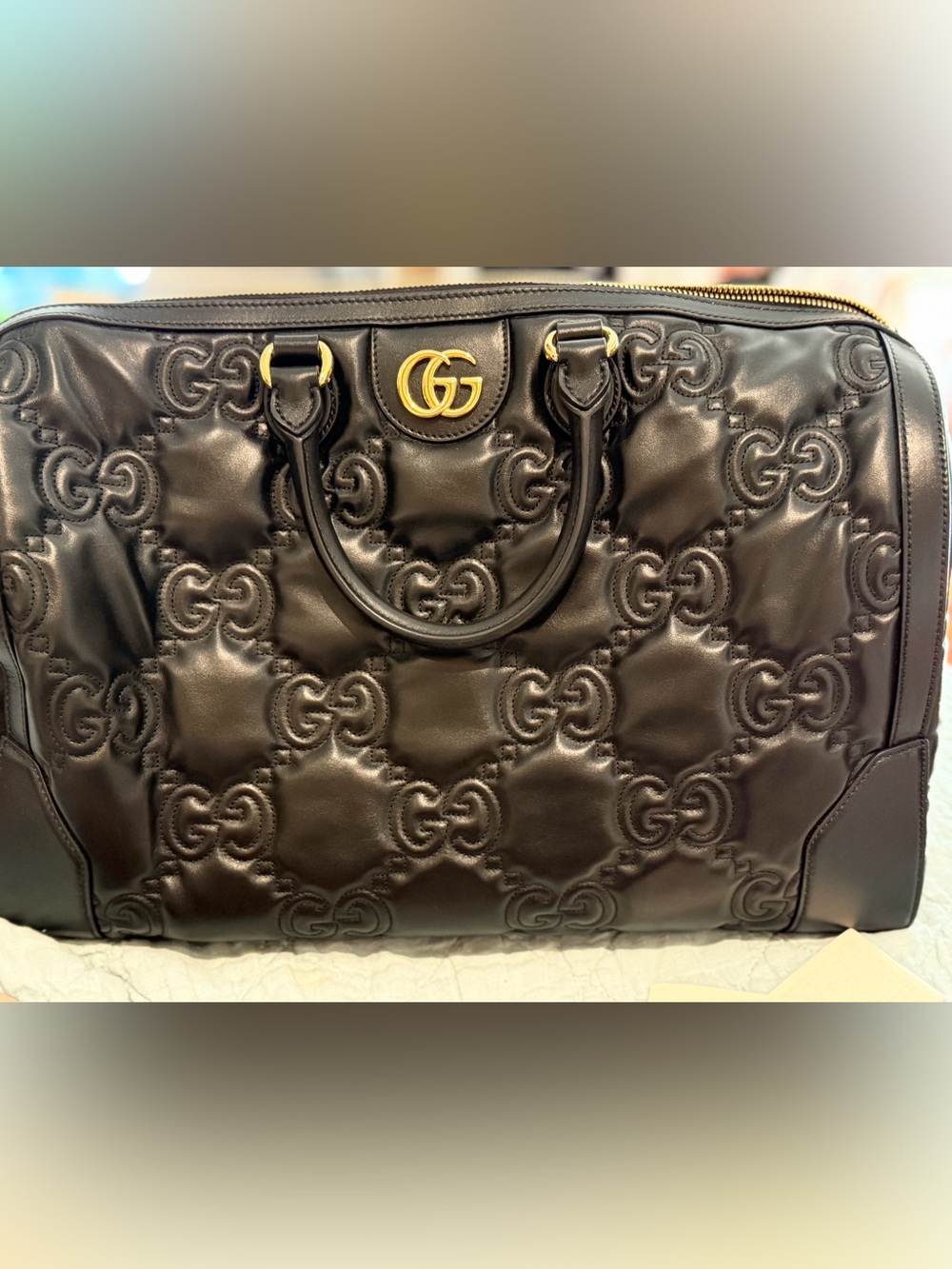 Gucci leather duffel GG matelasse